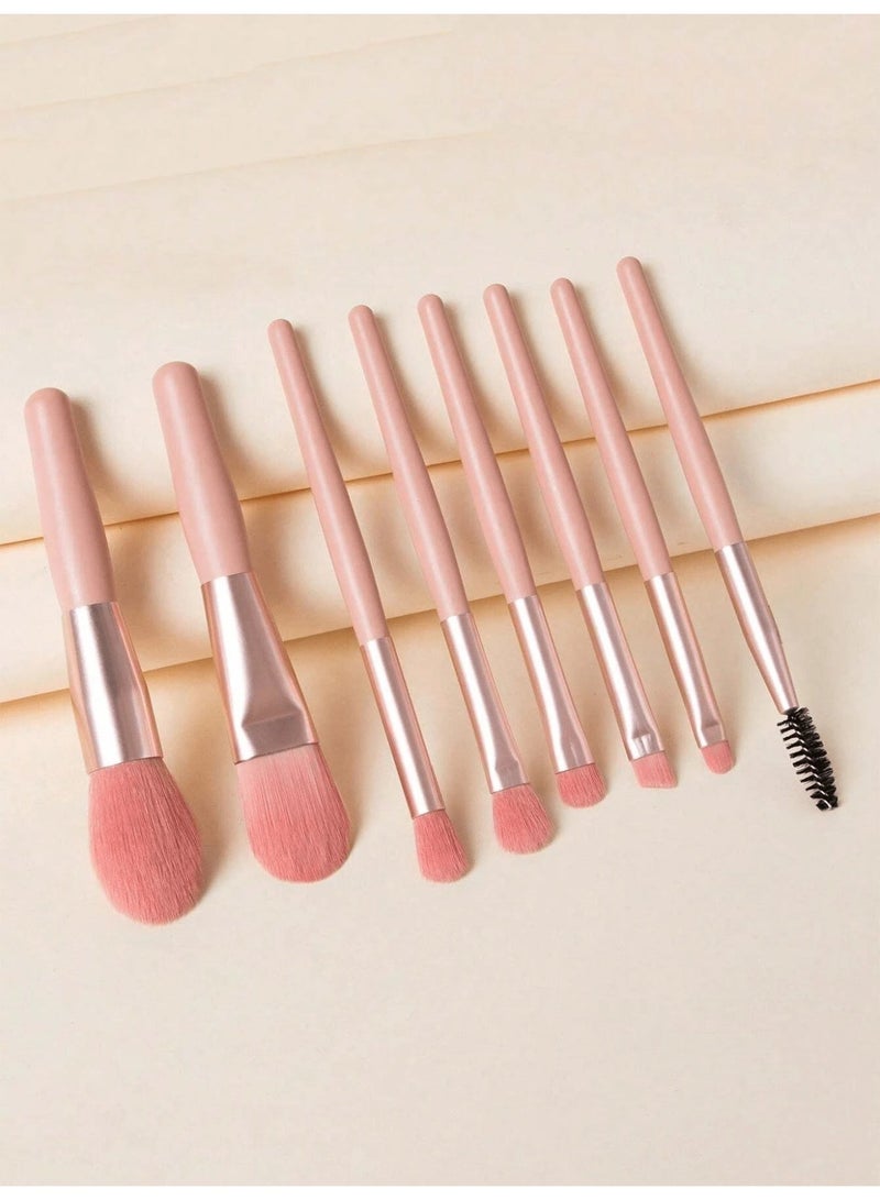 7-Piece Makeup Brush Set with Case – Nude Pink Professional Brushes - Image 2